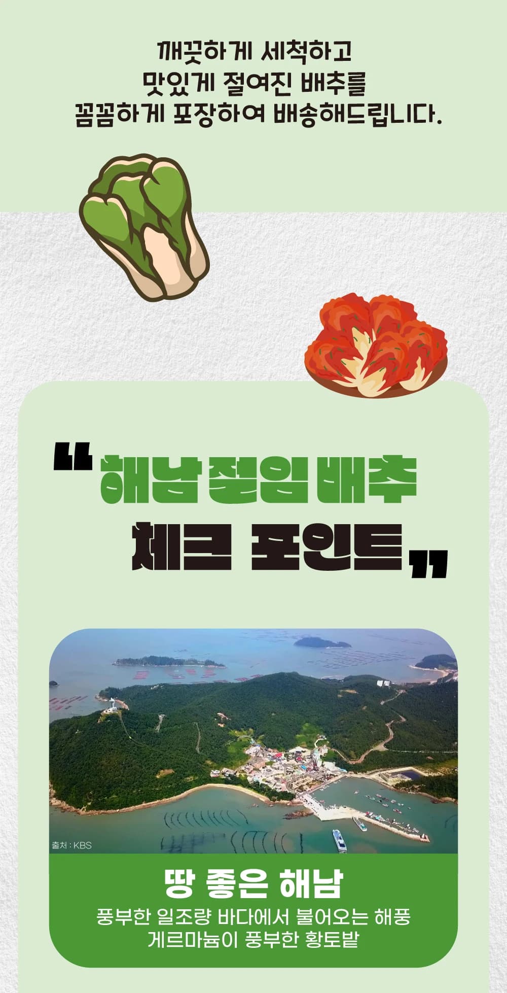 해남 절임배추 세척 포장 배송 상세페이지