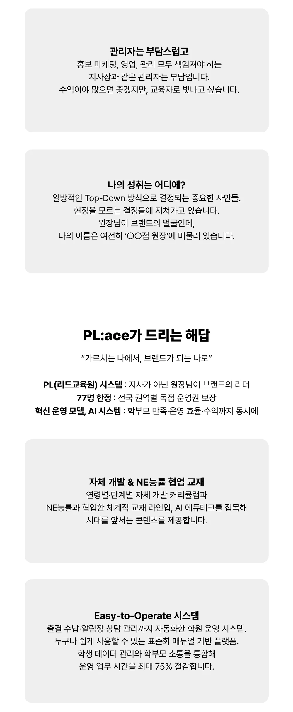 플에이스 창업 랜딩페이지 스토리보드 — 브랜드가 드리는 해답